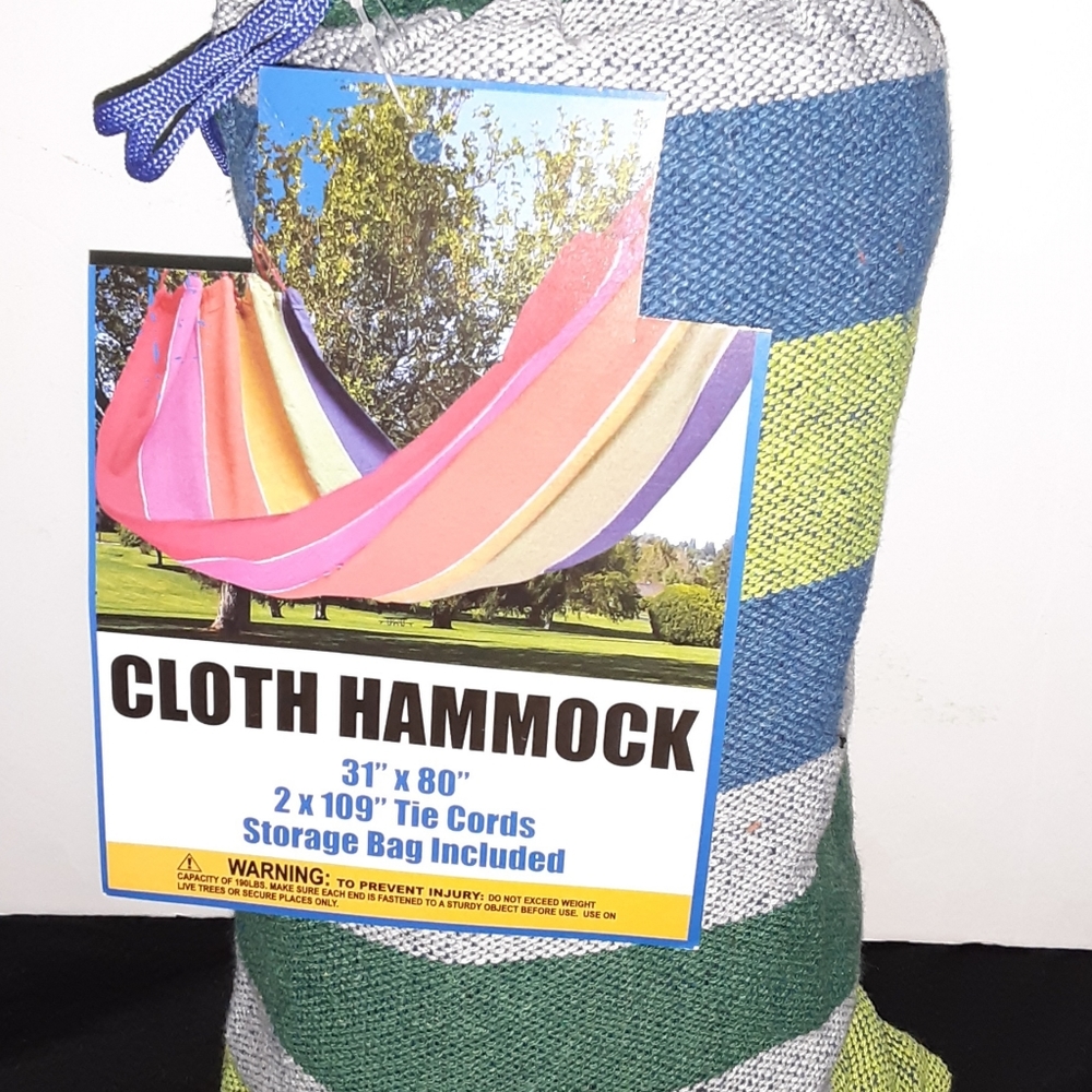 Hammock 31" x 80",green,yellow,blue and white